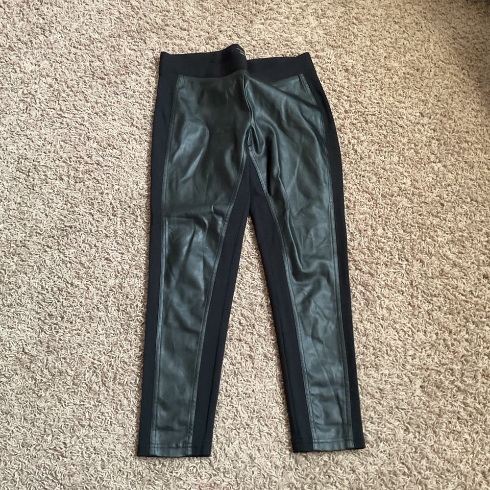 Leggings with pleather front panel